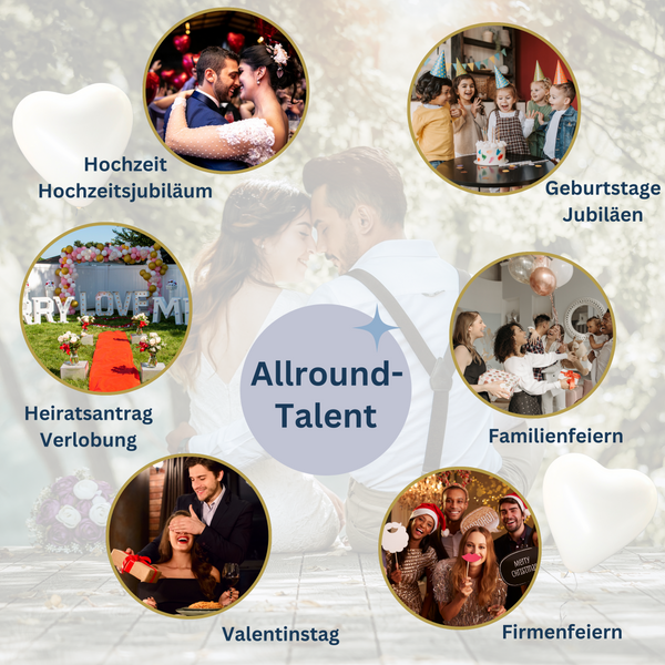 Twist4 heart balloons approx. Ø 26cm, 100% natural latex premium quality - Made in Germany - heart shape in red, pink and white - wedding Valentine's Day decoration - twist4®