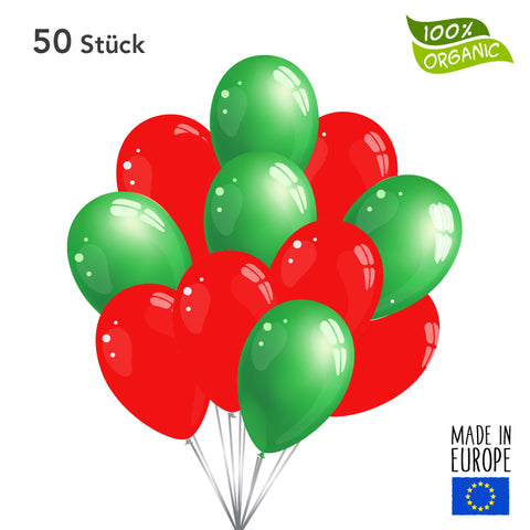 50 x Luftballons - rot / grün