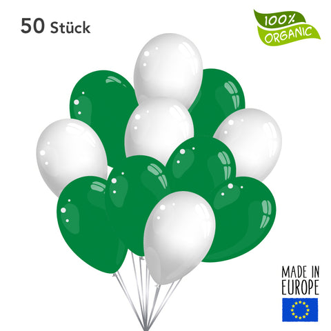 50 x Luftballons - grün / weiß