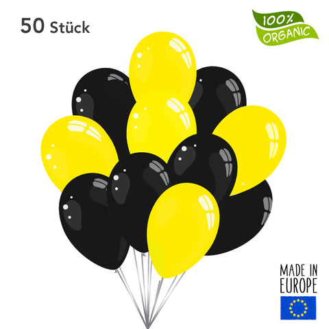 50 x Luftballons - schwarz / gelb