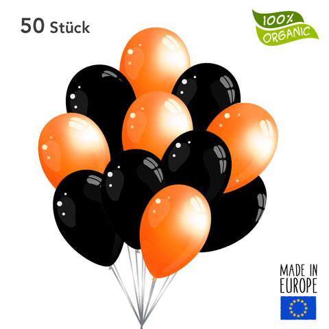 50 x Luftballons - schwarz / orange