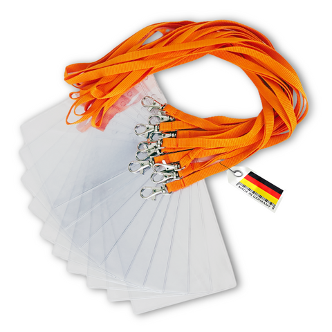 Schlüsselbänder, orange mit Ausweishülle DIN A6 - im SET