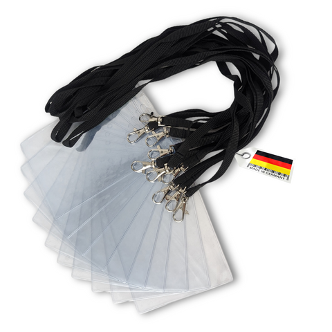 Schlüsselbänder, schwarz mit Ausweishülle DIN A6 - im SET