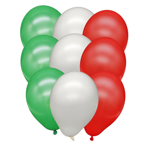 Luftballons - grün / rot / weiß - 15 Stück