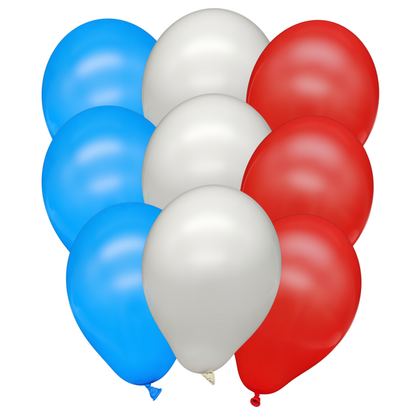 Luftballons - blau / rot / weiß - 15 Stück