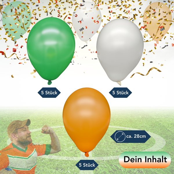 Luftballons - grün / orange / weiß - 15 Stück