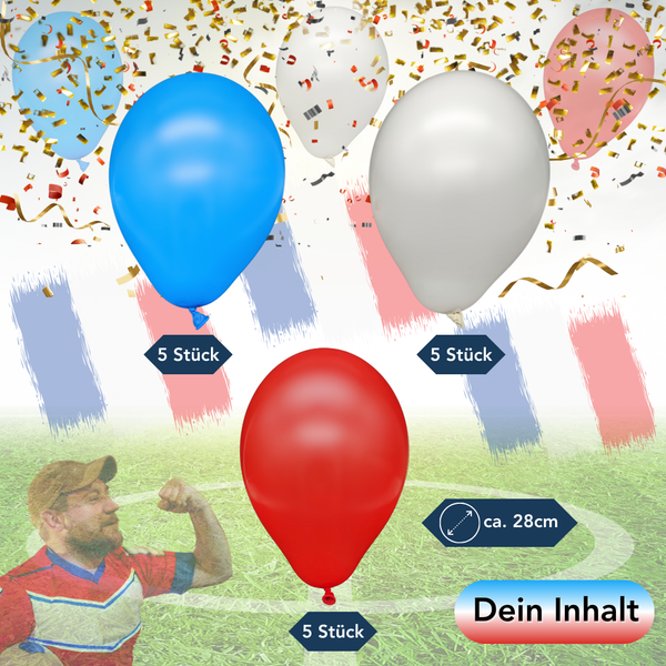Luftballons - blau / rot / weiß - 15 Stück