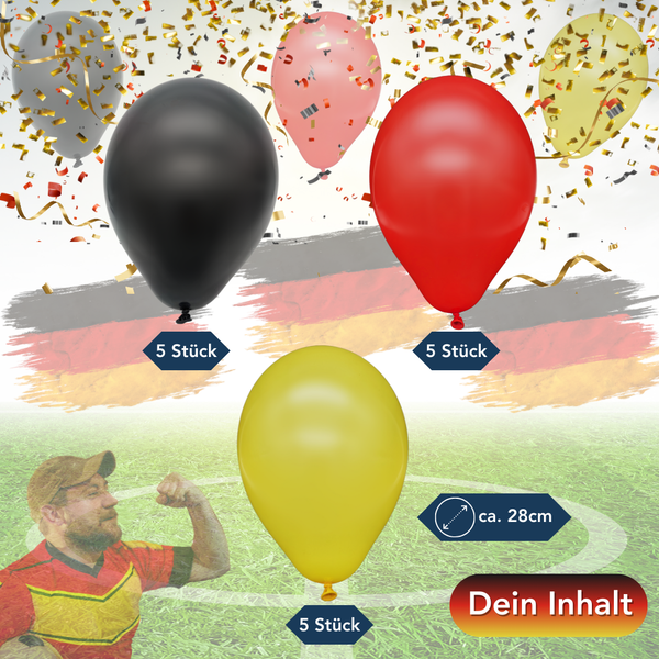 Luftballons - schwarz / rot / gelb - 15 Stück
