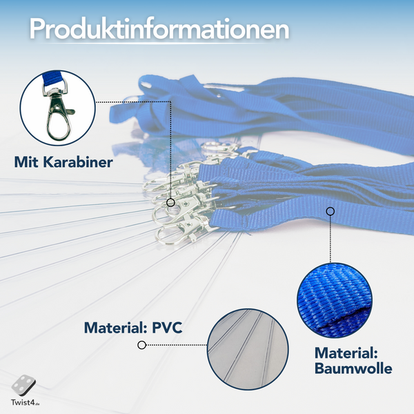 Schlüsselbänder, blau mit Ausweishülle DIN A6 - im SET