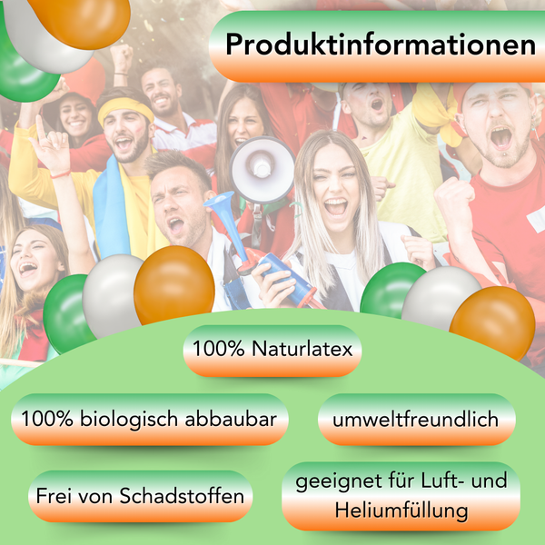 Luftballons - grün / orange / weiß - 15 Stück