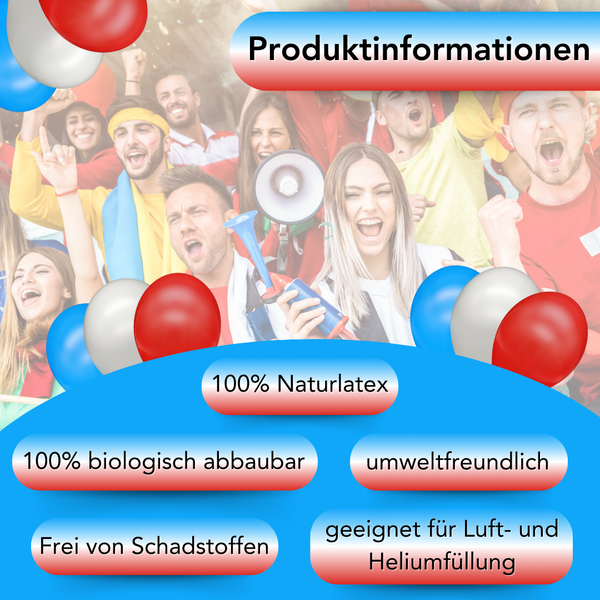 Luftballons - blau / rot / weiß - 15 Stück
