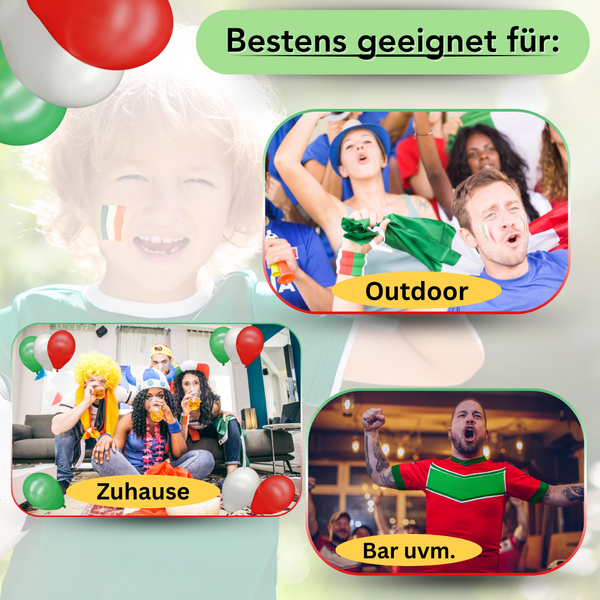 Luftballons - grün / rot / weiß - 15 Stück