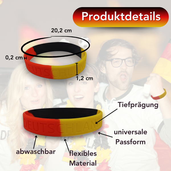 Silikonarmbänder - schwarz / rot / gelb - Germany