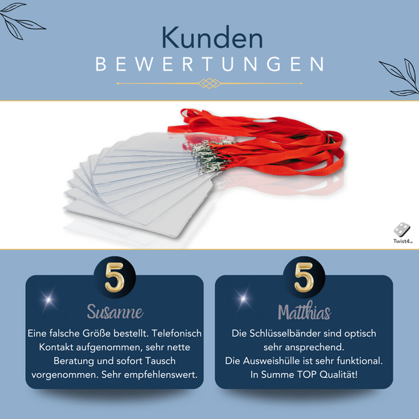 Schlüsselbänder, rot mit Ausweishülle DIN A6 - im SET
