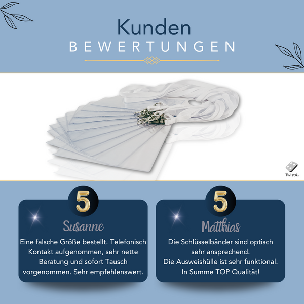Schlüsselbänder, weiß mit Ausweishülle DIN A6 - im SET