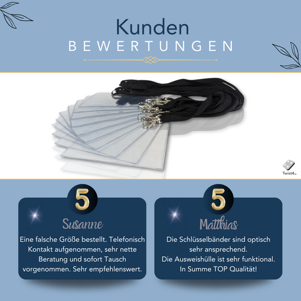 Schlüsselbänder, schwarz mit Ausweishülle DIN A6 - im SET