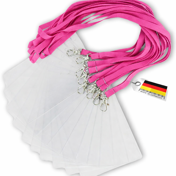 Schlüsselbänder, pink mit Ausweishülle DIN A6 - im SET