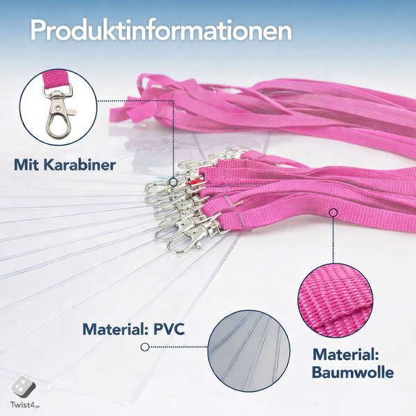 Schlüsselbänder, pink mit Ausweishülle DIN A6 - im SET