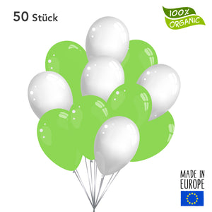 50 x Balloons - apple green / white