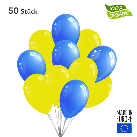 Luftballons - blau / gelb im SET - 50 Stück