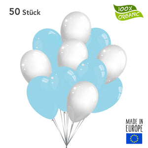 Luftballons - hellblau / weiß im SET - 50 Stück