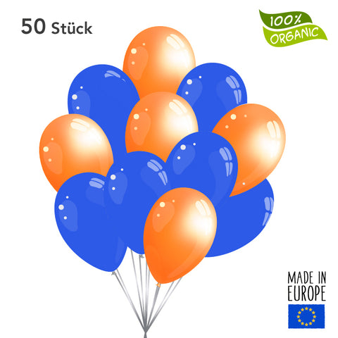 Luftballons - blau / orange im SET - 50 Stück