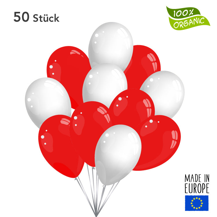 Luftballons - rot / weiß im SET - 50 Stück