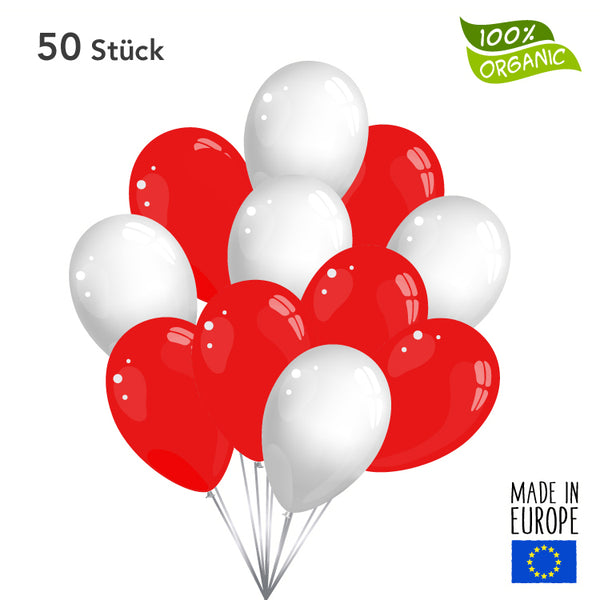 Luftballons - rot / weiß im SET - 50 Stück