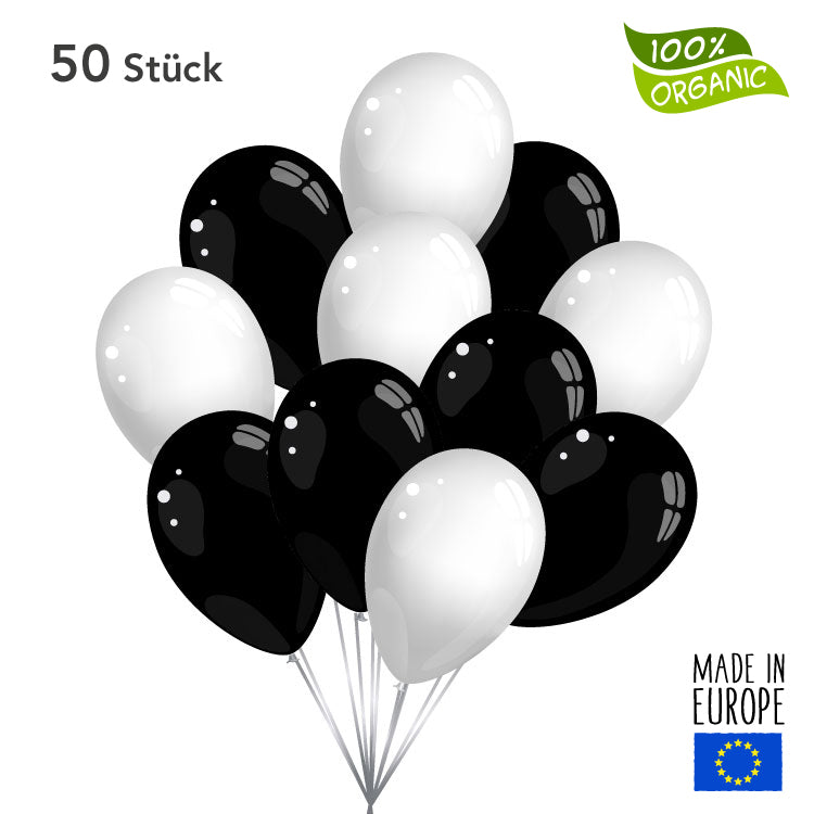 Luftballons - schwarz / weiß im SET - 50 Stück