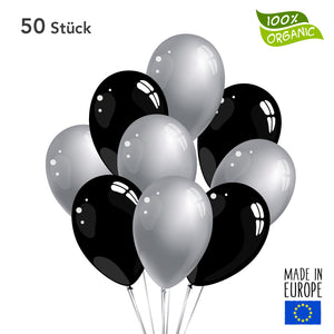 Luftballons - schwarz / silber im SET - 50 Stück