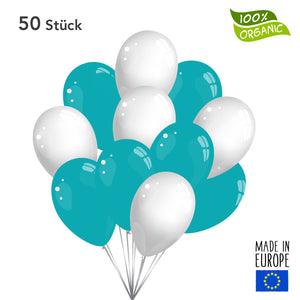 Luftballons - türkis / weiß im SET - 50 Stück